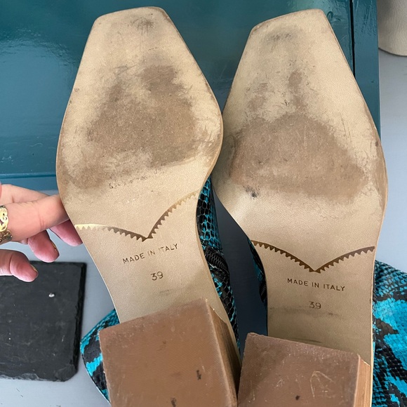 Incredible Italian leather teal snake boots - Picture 5 of 5